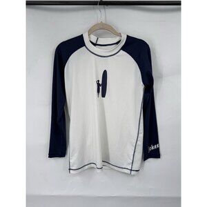 Johnnie O‎ Zuma Swim Top Boys 14 White Blue Surf Ocean Pool Beach Vacation
